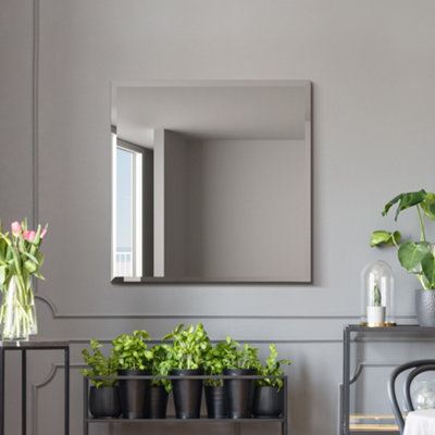 The Moderni - All Glass Modern Bevelled Square Wall Mirror 27" X 27 ...
