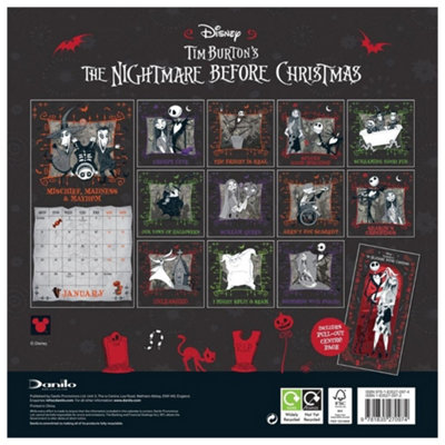The Nightmare Before Christmas 2025 Square Wall Calendar Multicoloured ...