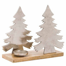 The Noel Collection Christmas Tree Tea Light Holder - Metal - L13 x W25 x H33 cm - Silver
