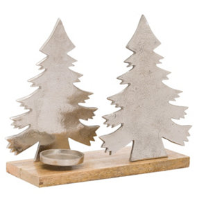 The Noel Collection Christmas Tree Tea Light Holder Silver (One Size)