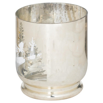 The Noel Collection Forest Candle Holder Silver (20cm x 14cm x 14cm)