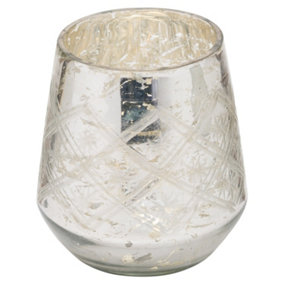 The Noel Collection Gl Foil Tea Light Holder Silver (One Size)