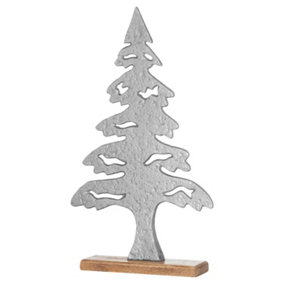 The Noel Collection Large Cast Tree Ornament Artificial Plant - Glass - L6 x W38 x H60 cm - Silver