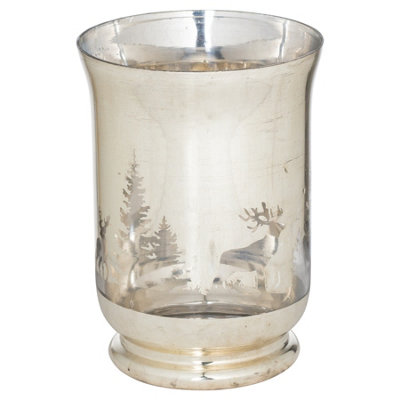 The  Noel  Collection  Silver  Forest  Large  Candle  Holder