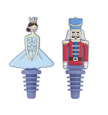 The Nutcracker Collection Christmas Novelty Bottle Stoppers, Silicone