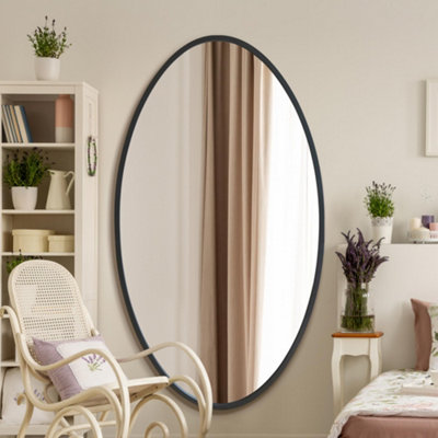 The Ovale Black Metal Framed Oval Mirror 180 x 100CM