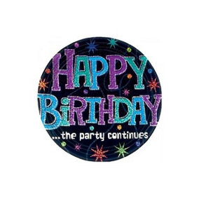 The Party Continues Prismatic Happy Birthday Disposable Plates (Pack of 8) Multicoloured (One Size)