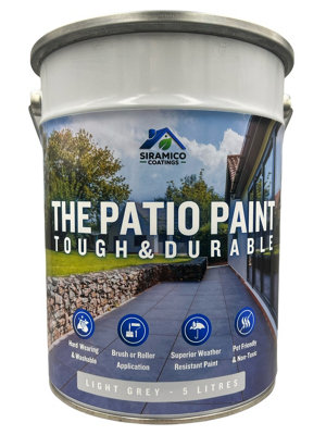 The Patio Paint - Light Grey - 5 Litre - Superior Patio Paint with Professional Finish - For Use on Patios, Walkways, Walls