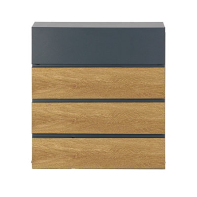 The Phoenix Estilo Top Loading Wood Effect Steel Post Box