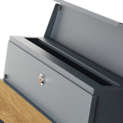 The Phoenix Estilo Top Loading Wood Effect Steel Post Box - 7