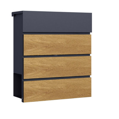 The Phoenix MB0126KW Estilo Top Loading Wood Effect Steel Post Box
