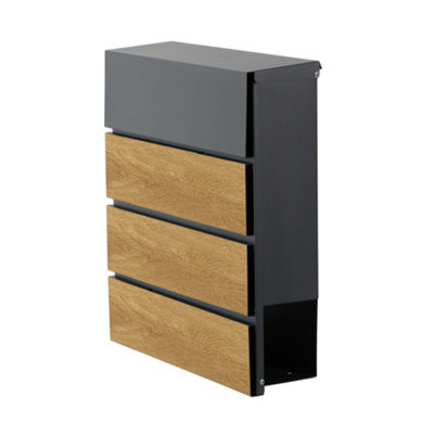 The Phoenix MB0126KW Estilo Top Loading Wood Effect Steel Post Box