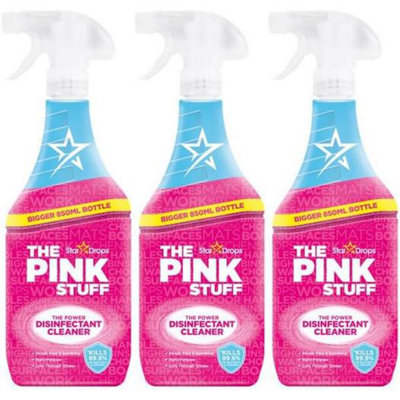 The Pink Stuff Power Disinfectant Cleaner Multi Purpose Spray Streak Free 850ml (Pack of 3)