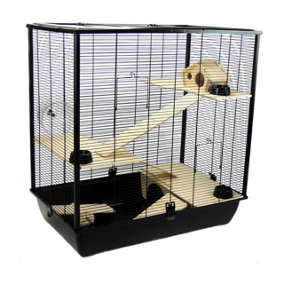 The Plaza Tall Rat and Hamster Cage with Three Floors - Black
