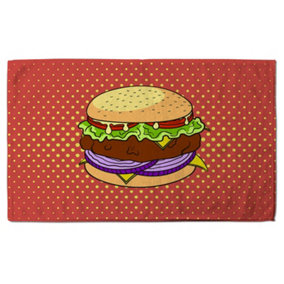 The pop art illustration of burger (Bath Towel) / Default Title