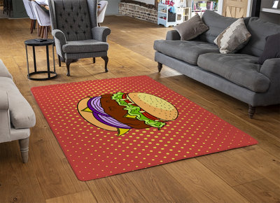 The Pop Art Illustration Of Burger Designer Special Soft Home Rug