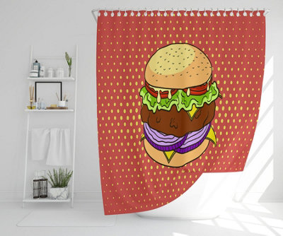 The pop art illustration of burger (Shower Curtain) / Default Title Price Comparisons | Compare The Build