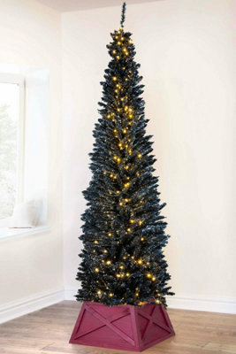 The Pre-lit 7ft Black Italian Pencilimo Tree with hinged branches Price Comparisons | Compare The Build