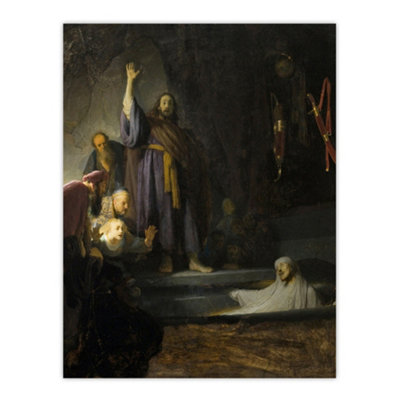 The Raising of Lazarus Rembrandt van Rijn Wall Art Poster Print 12X16"
