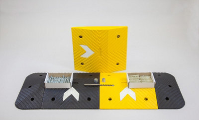 The Ramp People 2m Speed Bump Kit 5mph/75mm High Includes Fixings 20000kg Capacity Black and Yellow