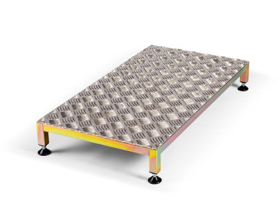 The Ramp People Adjustable Half Step Aluminium Standard Chequered Antislip Surface Indoor and Outdoor Use Mobility Aid  Portable