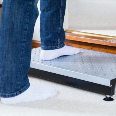 The Ramp People Adjustable Half Step with Handrail Outdoor Steel ...