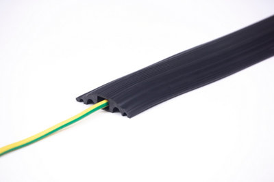 The Ramp People Black 1-Channel Floor Cable Protector 1m - 9m (9m) - 10mm x 10mm Channel Cable Management Cable Tidy Cable Cover
