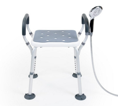 The Ramp People Shower Stool with Handles - Adjustable Height, Aluminium & Plastic, Non Slip Rubber Feet
