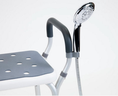 The Ramp People Shower Stool with Handles - Adjustable Height, Aluminium & Plastic, Non Slip Rubber Feet
