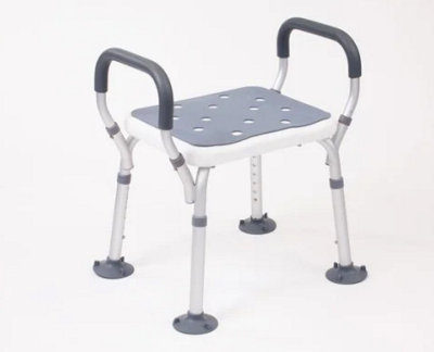 The Ramp People Shower Stool with Handles - Adjustable Height, Aluminium & Plastic, Non Slip Rubber Feet