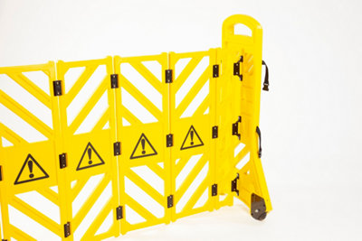 The Ramp People Yellow Expandable Barrier on Wheels (Expands to 3.85m) Plastic Mobile Safety Barrier