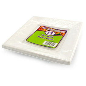 The Range Plastic Square Party Plates (Pack of 12) White (One Size)