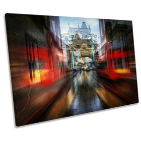 The Red Bus London City Abstract Modern CANVAS WALL ART Print Picture (H)40cm x (W)61cm