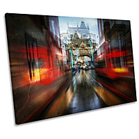 The Red Bus London City Abstract Modern CANVAS WALL ART Print Picture (H)51cm x (W)76cm