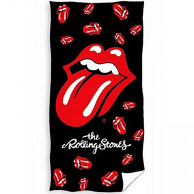 The Rolling Stones Logo Cotton Beach Towel Black/Red (One Size)