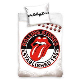 The Rolling Stones White 100% Cotton Single Duvet Cover Set - European Size