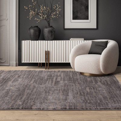 The Rug Edit Axel Luxe Geo Charcoal Living Room Rug - 200x275cm