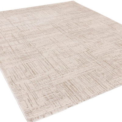 The Rug Edit Axel Scandi Grid Ivory Living Room Rug 120x160cm