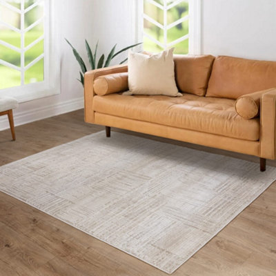The Rug Edit Axel Scandi Grid Ivory Living Room Rug 160x220cm
