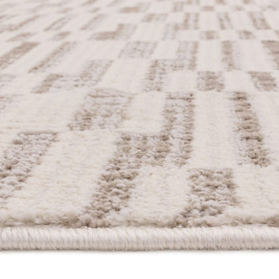 The Rug Edit Axel Scandi Grid Ivory Living Room Rug - 200x275cm