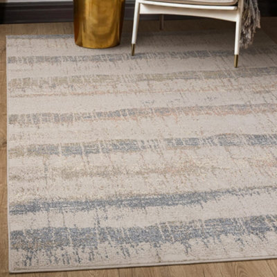 The Rug Edit Opal Abstract Stripe Blue Living Room Rug 120x160cm