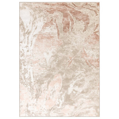 The Rug Edit Ritz Abstract Metallic Pink Living Room Rug 200x275cm