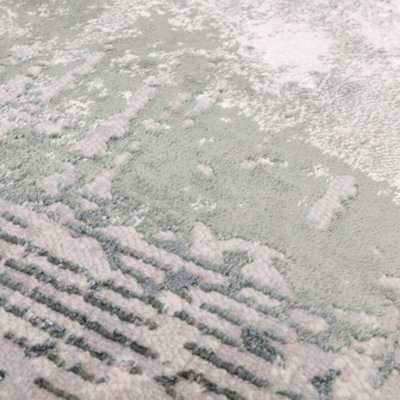 The Rug Edit Ritz Luxe Shimmer Green Living Room Rug 80x140cm