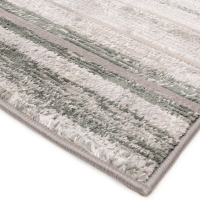 The Rug Edit Ritz Metallic Stripe Green Living Room Rug - 120x160cm