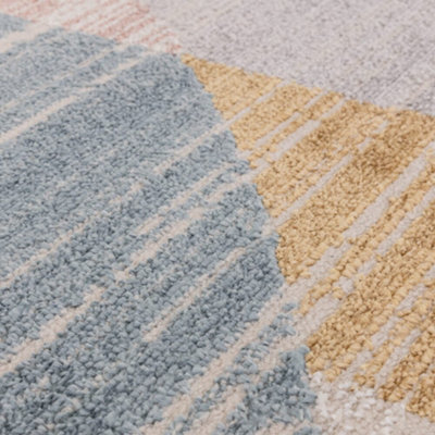 The Rug Edit Viva Geometric Blocks Multi Colour Living Room Rug 200x275cm