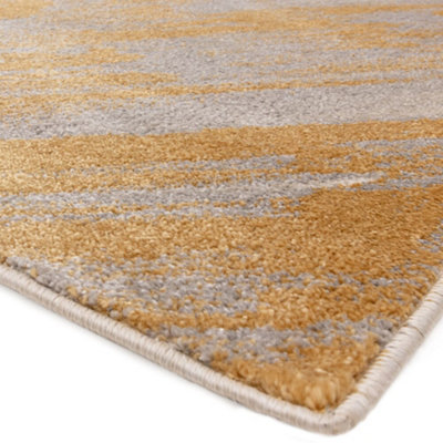 The Rug Edit Viva Swirl Grey Gold Living Room Rug - 160x220cm