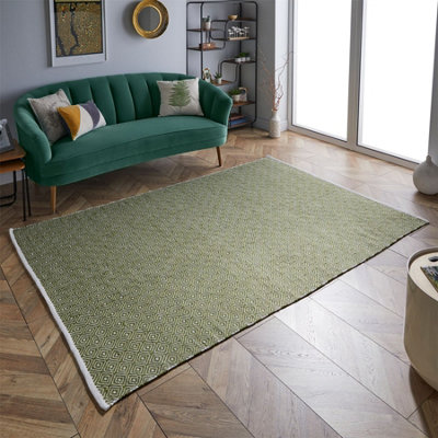 The Rug Seller Green Brittany Rug For Living Room - Large 160x230cm