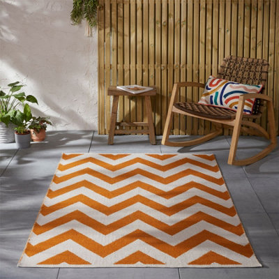 The Rug Seller Orange Brittany Chevron Rug For Living Room Extra Large 200x290cm