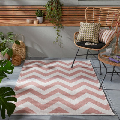 The Rug Seller Pink Brittany Chevron Rug For Living Room - Large 160x230cm