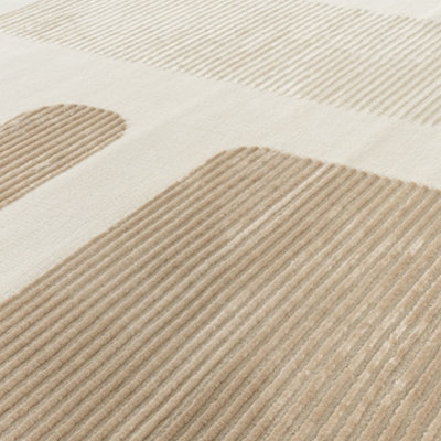THE RUGS Aura Collection  Area Rugs with Modern Abstract Design in Grey and Beige 6050